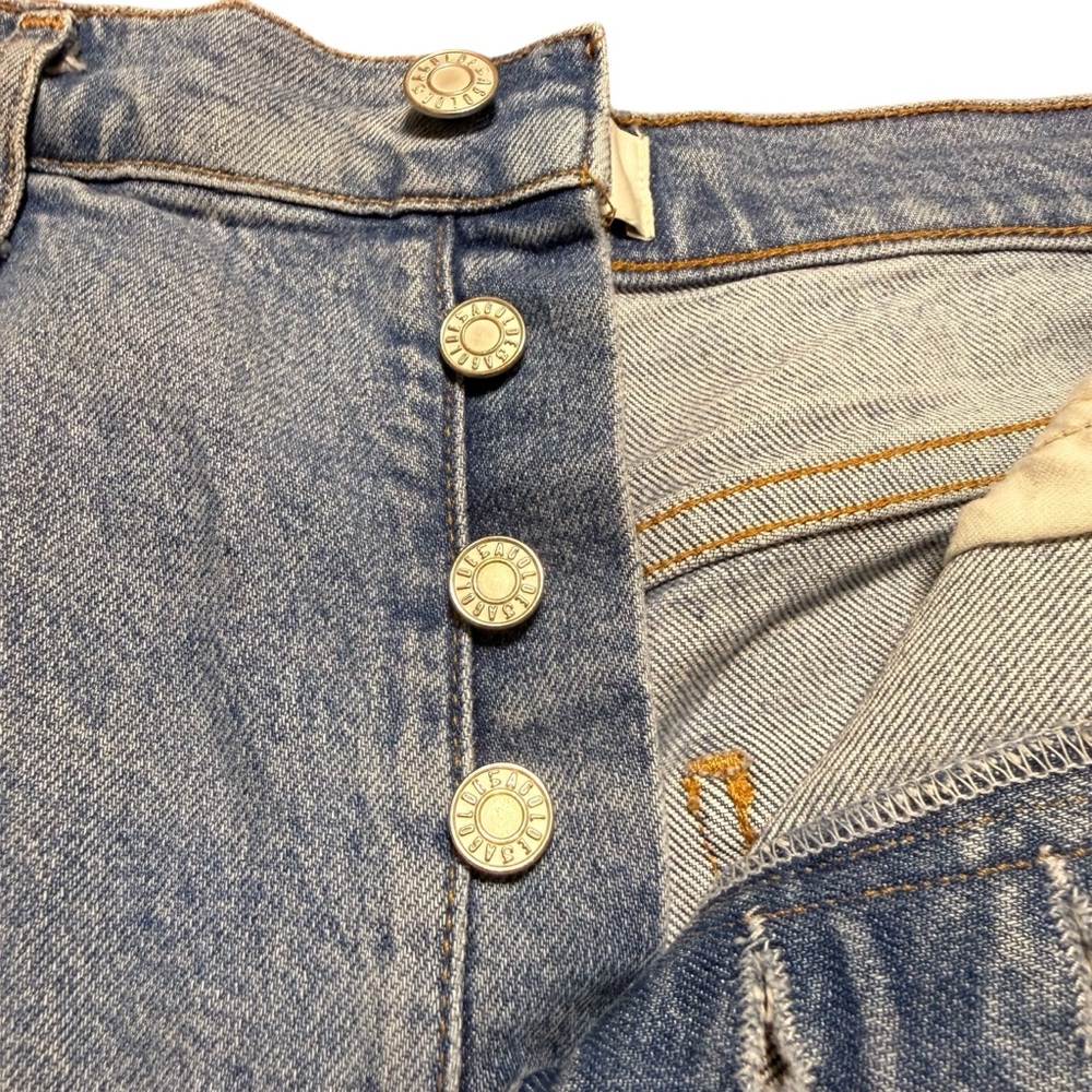 Agolde High Rise Distressed Light Blue Jeans - Picture 3 of 7